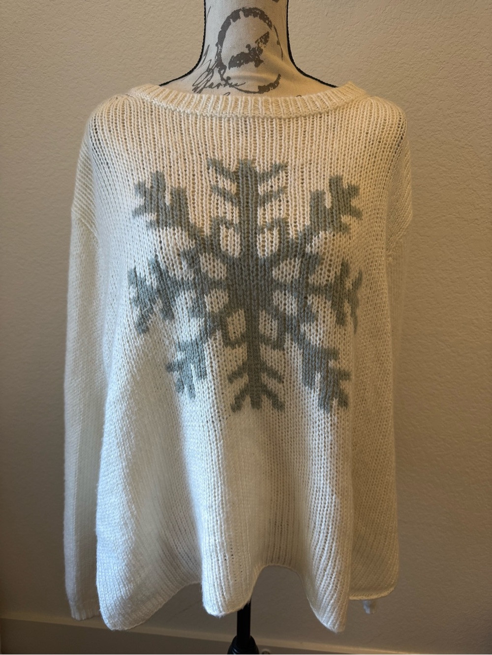 Wooden Ships Cream Sweater with Gray Snowflake